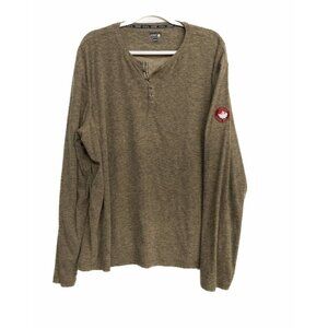 Canada Weather Gear Mens Olive Sweater Henley Heathered Pullover Long Sleeve XXL